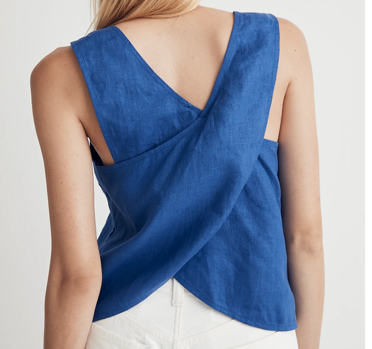 Madewell 100% Linen Cross-Back Sleeveless Top