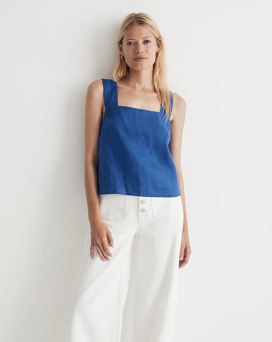 Madewell 100% Linen Cross-Back Sleeveless Top