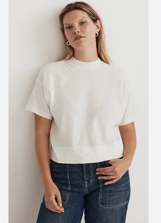 Madewell Waffle Mockneck Tee in Lighthouse