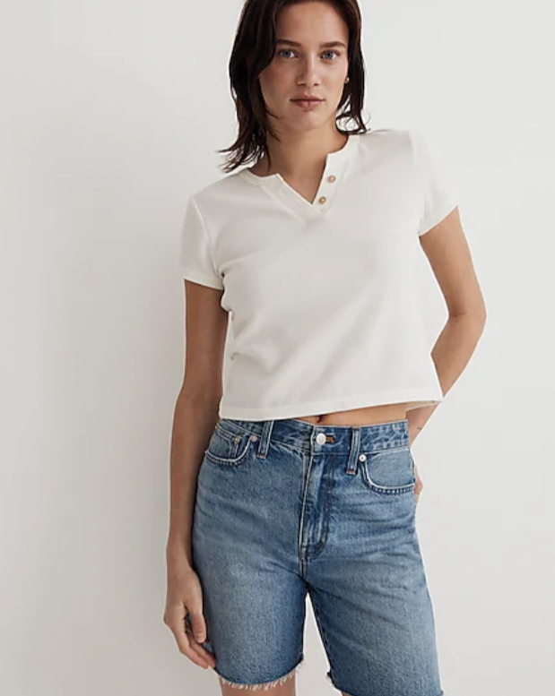 Madewell Split Neck Henley Tee, XXS