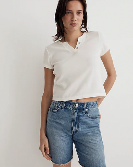 Madewell Split Neck Henley Tee, XXS