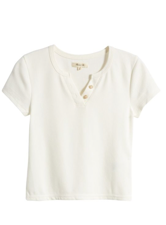 Madewell Split Neck Henley Tee, XXS