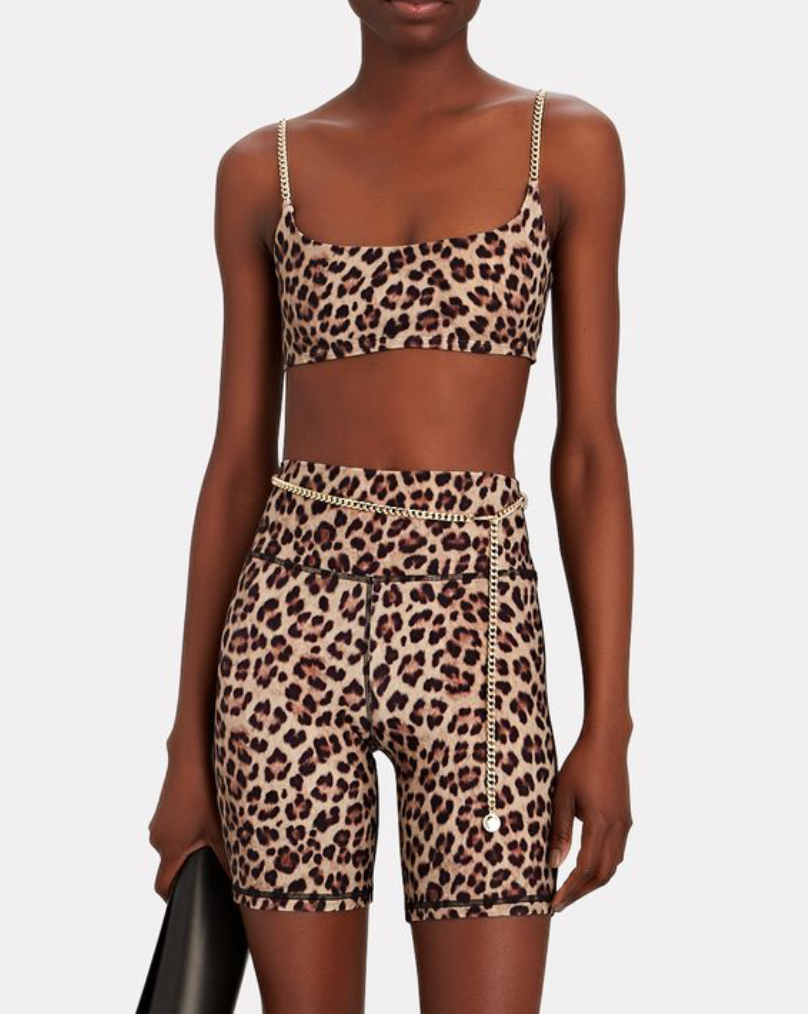 WeWoreWhat Chain Leopard Cami Bra Top, XS